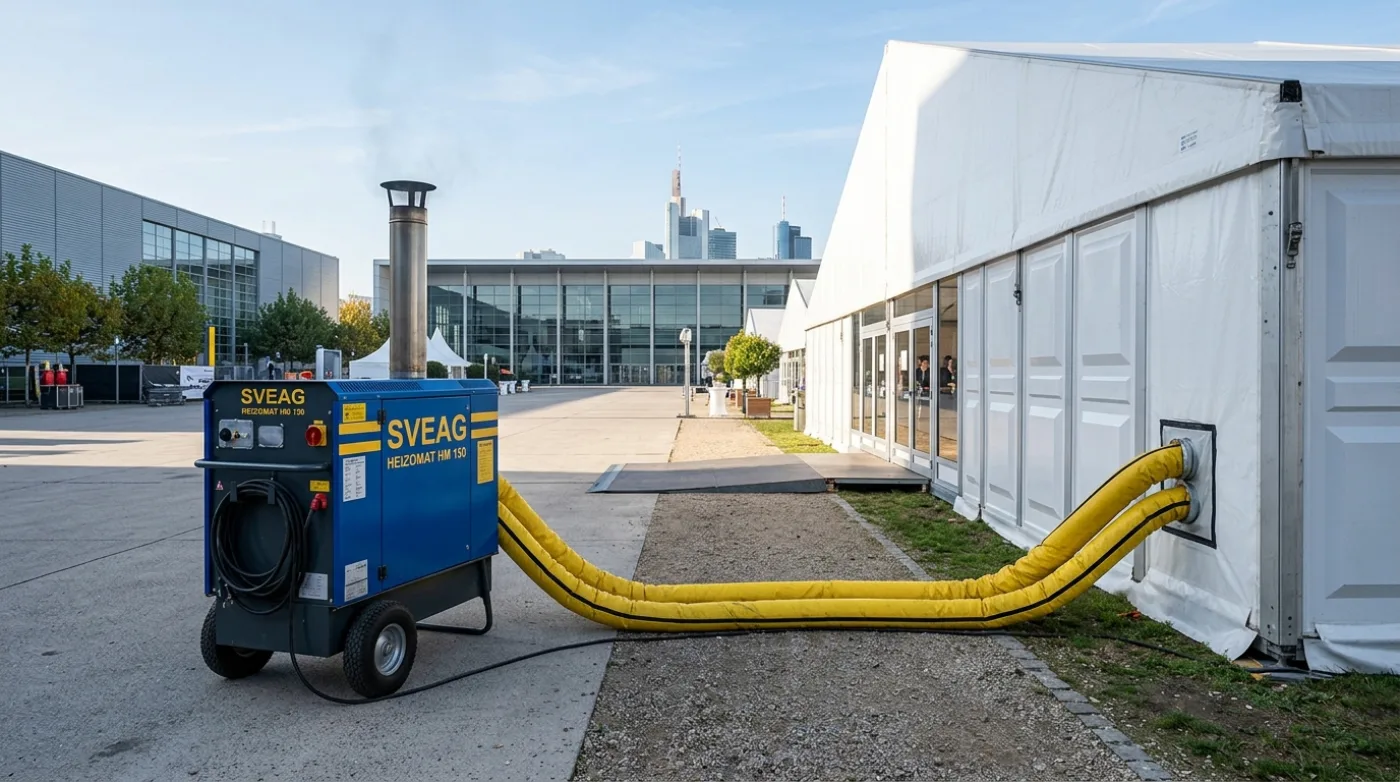 Zelt-, Event- und Hallenbeheizung in Frankfurt und Stuttgart: Großraumbeheizung und Baustellenklimatisierung